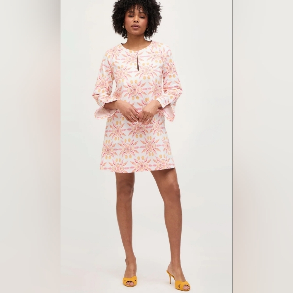 Hill House The Artemis Dress In Orange Shell Mosaic Print